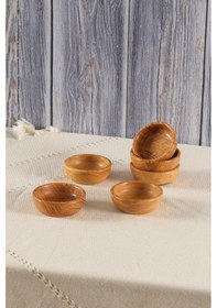 Resim Ceviz Ağacı El Yapımı 6'lı Ahşap Çerezlik 10 CM 