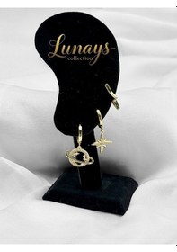 Resim Jevelry 3 Lü Kuzey Yıldızı Model Kadın Küpe Gold Renk Gold 