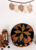 Resim Ottoman Pouffe İskandinav El Yapımı Hakiki Kuzu Derisi Bohem Bahçe Balkon Bungalov Puf Minder 60x30cm(DOLGUSUZ) 
