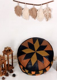 Resim Ottoman Pouffe İskandinav El Yapımı Hakiki Kuzu Derisi Bohem Bahçe Balkon Bungalov Puf Minder 60x30cm(DOLGUSUZ) 