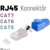 Resim Irenis RJ45 FTP Konnektör, Cat7, Cat6 Kablo uyumlu, Mavi 