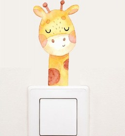 Resim MSticker Sevimli Zürafa Priz Stickerı - Çocuk Bebek Odası Sticker 