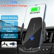 Resim Otomatik Kilitlenme, 360° Döndürme - USB Bağlantı Noktası, iPhone 17/16/15/14/13/12/11 Pro Max/Xs, Samsung Galaxy S24 Ultra/S23/S22/S21/S20/S10+, Google Telefonları ve Daha Fazlası ile Uyumlu - Pil Yok, Hızlı Şarj 15W ile Kablosuz 15W Hızlı Araba Şarj Cihazı 