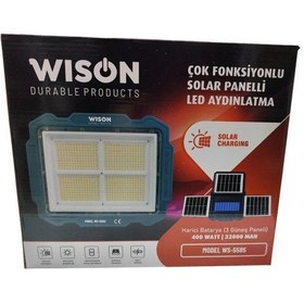 Resim Ws-5585 Çok Fonksiyonlu 3 Solar Panelli 400w Spot Aydınlatma Çok Renkli 