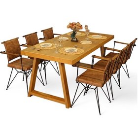 Resim Neiwel Riza Doğal Ahşap Yemek Masası-100-240 Açık Ceviz 