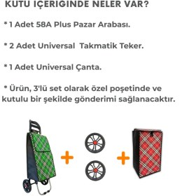 Resim PremiumPort Pratik Pazar Arabası 3'lü Set, Yedek Tekeri ve Çantasıyla Ekstra Konfor 