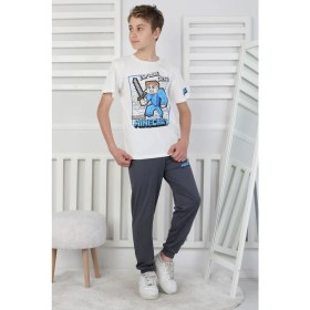 Resim Explore Create Desenli Erkek Çocuk Süprem Kısa Kollu Pijama Takımı 