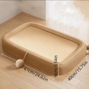 Resim 61*40*9 cm, Sisal Jüt Kare Kedi Tırmalama Tahtası, 4 Mevsim Dayanıklı ve Çizilmeye Karşı Dirençli Tasarım, Çoklu Kedi Aileleri ve Evcil Hayvan Severler İçin Uygun, Oturma Odası, Yatak Odası ve Diğer Ev Alanları İçin 2'si 1 Arada Kedi Tuvaleti ve Tırmalama Kabı Seti 