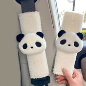 Resim 2 Adet Araba Koltuk Kemeri Omuz Koruma Sevimli Panda Bebek Seti Dekoratif Yumuşak Süs, Yıl Boyu Kullanım İçin Uygun 