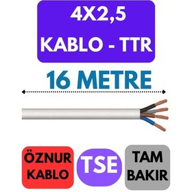 Resim Öznur 4x2,5 Ttr Kablo Metre Seçenekli Beyaz - 16 Metre 