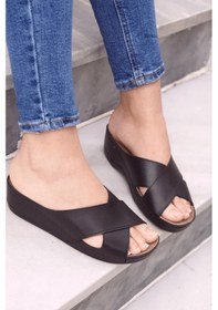 Resim Desy Kadın Ortopedik Taban Şık Konfor Modeli Günlük Terlik Genç Anne Ev Dışarı Terliği Siyah 