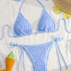 Resim Kadınlar için Taze Mavi İnci Bikini Takımı 