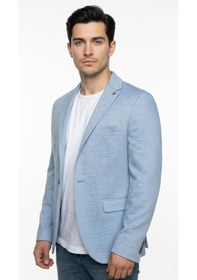 Resim Plus Scorpion Erkek Karyağdı Desenli Slim Fit Blazer Ceket Mavi & Gri Şık Günlük Ve Ofis Kombin Color 5 