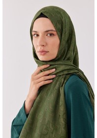 Resim Mirsoy Scarf Daka Desen Parlak Jakar Şal - Yeşil Yeşil 