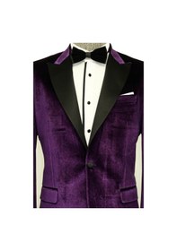 Resim Wessi Kadife Slim Fit Tek Düğmeli Mor Erkek Balo Ceket - Wessi Mor 