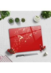 Resim Decorita Cam Kesme Tahtası|Yeni Yıl Kırmızı 30 x 40 CM 