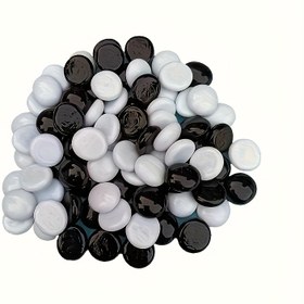 Resim 2D Düz - 50 adet Siyah/Beyaz Cam Düz Boncuklar - DIY El Sanatları, Vazo Doluları, Bahçe Dekoru ve Satranç Parçaları için Çözülebilir Mozaik Karolar, Çok Yönlü El Sanatları Malzemeleri|Canlı Renkler|Dayanıklı Cam Boncuklar, Satranç Parçası Boncukları | Mozaik Cam Boncukları | Pürüzsüz Cam Boncukları, DIY El Yapımı Malzemeler 