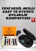 Resim NOY Dijital Göstergeli Kulaklık ve 7 Kordonlu Akıllı Saat Android ve İOS Uyumlu 