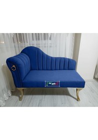 Resim Yeni Model Ultra Lüks Alda Çizgili Josefin Bench Puf Berjer 130 Cm Laci Lacivert 