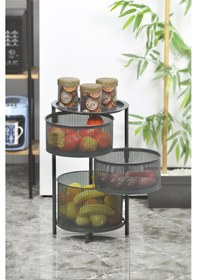 Resim Tezgah Üstü 3 Katlı Metal Açılır Kapanır Paslanmaz Sebzelik Antra 