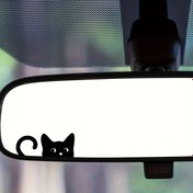Resim Meraklı Kedi Desenli Ayna Süsü - Küçük Stickerlar, Vinil Malzeme, Yapışkan Kağıt, Paskalya Yumurtası Teması, İç Mekan Süslemesi, Araba Ayna Aksesuarları için Uygun 