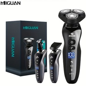 Resim MIGUAN 3'ü 1 Arada Erkek Elektrikli Tıraş Seti - Islak/Kuru, USB Şarj Edilebilir Döner Tıraş Makinesi Paslanmaz Çelik Bıçaklarla, Babalar Günü İçin Mükemmel Hediye, Koca, Erkek Arkadaş, MIGUAN 