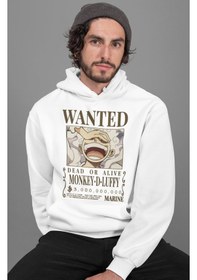 Resim Sevbano Wanted Monkey D. Luıffy Baskılı Unisex Oversize One Piece Anime H beyaz 
