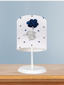 Resim Mekta Home Bebek Ve Çocuk Odası Filli Mavi Balon Desenli Abajur 
