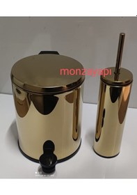 Resim Primanova Cigo Çelik Çöp Kovası 6lt Ve Tuvalet Fırçası Altın 