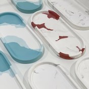 Resim Büyük Reçine Tepsi Kalıbı, 25.4cm Oval Yuvarlak Tepsi Kalıpları Büyük Silikon Tepsi Kalıpları Kenarlı Silikon Kalıplar Epoksi Reçine Takı Tutucu Kap Konteyner Tabakları Reçine Beton El Sanatları Ev Dekoru için 