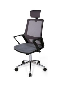 Resim Ofisbazaar Lizz Gri Fileli Yönetici Koltuğu Ergonomik Başlıklı Ofis Koltuğu Gri Gri 