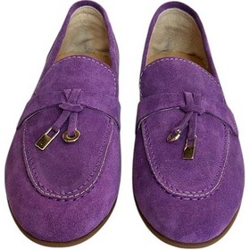 Resim Tufan Shoes Mor Hakiki Süet Deri Loafer Mor 