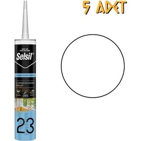 Resim Selsil Yağmura Dayanıklı Silikonize Mastik Beyaz 485 Gr. - 5 Adet Beyaz Beyaz 