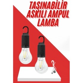 Resim Zero Land Zeroshop Şarjlı Aydınlatma Ampul Tasarımlı Ambians Işık Askılı Kamp Lambası 