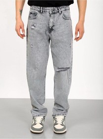 Resim Baggy Gri Diz Yırtık Jean-gri - 33 Gri 