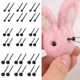 Resim 100 Adet Siyah Plastik İğne Tipi Fasulye Bebek Gözleri Seti DIY El Sanatları ve Dikiş Malzemeleri İçin 