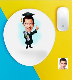 Resim Kişiye Özel Bay Mezun Karikatürlü Bilek Destekli Mouse Pad 