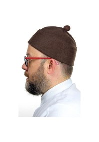 Resim Erkek Keçe Yün Takke - Koyu Kahverengi 