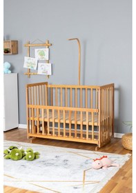 Resim Ahşap Beşik Anne Yanı Beşik Vernikli 60x120 - Uyku Setsiz Yataksız Ahşap 