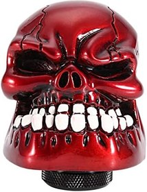 Resim İskelet Kafatası Kafa Vites Topuzu Kolu, Araba Modifiye Vites Topuzu Çubuk Kolu Shifter Evrensel (kırmızı) 