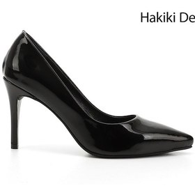 Resim Gönderi(R) Gönderi R Siyah Rugan Platinum Sivri Burun İnce Topuklu Hakiki Deri Stiletto Siyah Rugan 