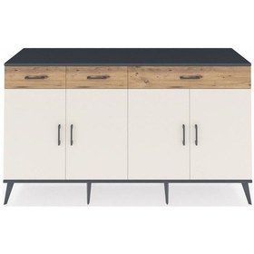 Resim Kronos Konsol 4 Raflı 3 Çekmeceli 4 Kapaklı 176x59x99 Antrasit-aytaşı/çam Aytası/atlas Çam - Antrasıt 