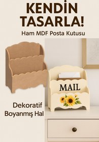 Resim Eymen Hobi Ahşap Ham MDF Posta Kutusu – 2 Katlı Düzenleyici | Boyanabilir Dekoratif Organizer | 15×27×31 cm 