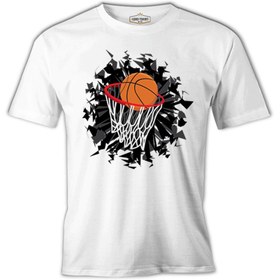 Resim Basketbol - Pota Beyaz Erkek Tshirt - Beyaz / S 