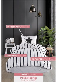 Resim Kolay Ütülenir Nevresim Takımı Tek Kişilik Funnystar Siyah-beyaz Siyah-beyaz 