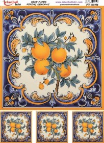 Resim Pirinç Dekopaj Kağıdı 30x42cm Pt-3379 Etnik Karo 