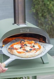 Resim Eva Delikli Alüminyum Pizza Küreği Kayın Saplı - Ahşap 