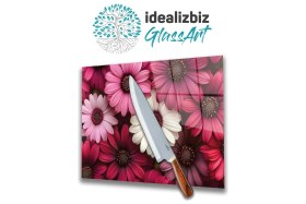 Resim Feyza Design Kırmızı Çiçekler Cam Kesme ve Sunum Tablası, Şık ve Fonksiyonel Tasarım 