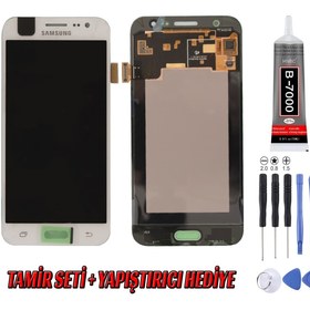 Resim Genos Samsung J500 J5 Lcd Ekran Servis Beyaz Montaj Kiti Hediye 