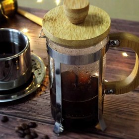 Resim MiraLive Ahşap Detaylı 350 ml Cam French Press 